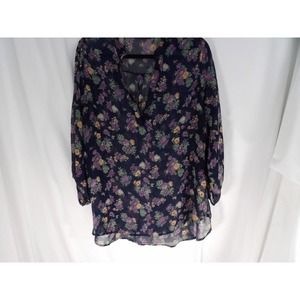 Teenbell Girls Multicolor Floral Long Sleeve Sheer Pullover Tunic Top Size 3XL